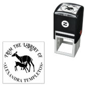 Hirsche Fütternd Fawn "From the Library" Name Permastempel (Beispiel)