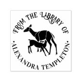 Hirsche Fütternd Fawn "From the Library" Name Permastempel (Design)