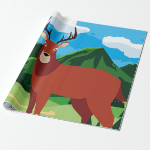 Hirsche glückliche Herbstsaison flach designtier, Geschenkpapier