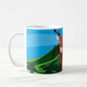 Hirsche glückliche Herbstsaison flach designtier, Kaffeetasse