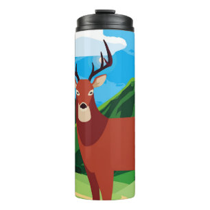 Hirsche glückliche Herbstsaison flach designtier, Thermosbecher