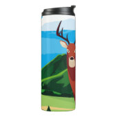 Hirsche glückliche Herbstsaison flach designtier,  Thermosbecher (Nach links gedreht)