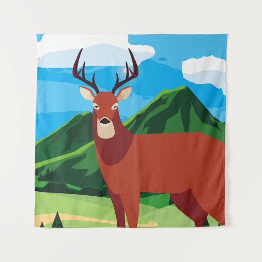 Hirsche glückliche Herbstsaison flach designtier, Wandteppich (Vorderseite)