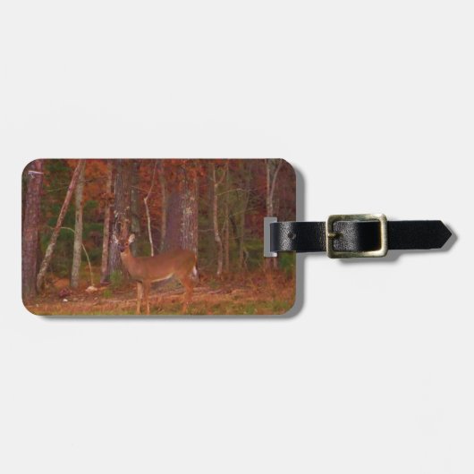 Hirsche, Grüngrasrot und Gold-Blätter Gepäckanhänger (Vorderseite horizontal)