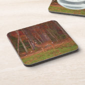 Hirsche, Grüngrasrot und Gold-Blätter Getränkeuntersetzer (Linke Seite)