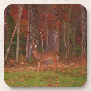 Hirsche, Grüngrasrot und Gold-Blätter Getränkeuntersetzer