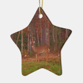 Hirsche, Grüngrasrot und Gold-Blätter Keramik Ornament (Links)