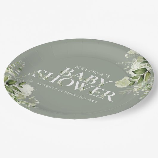 Hirsche-Grünpflanzen Blütengeschlecht Neutrale Bab Pappteller (Schrägansicht)