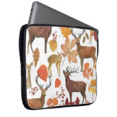 Hirsche, Herbstblätter: Aquarellmuster. Laptopschutzhülle (Vorne Rechts)