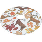 Hirsche, Herbstblätter: Aquarellmuster. Polyester Weihnachtsbaumdecke (Schrägansicht)