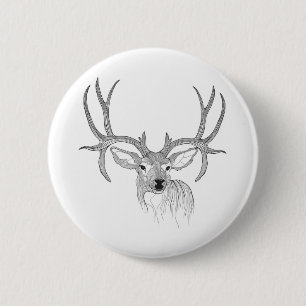 Hirsche, Hirschjagd, Maultier, Hirsche, Weißer Sch Button