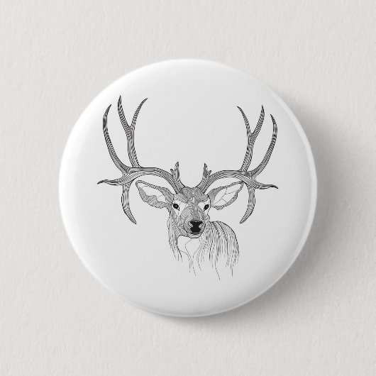 Hirsche, Hirschjagd, Maultier, Hirsche, Weißer Sch Button (Vorderseite)