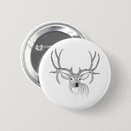 Hirsche, Hirschjagd, Maultier, Hirsche, Weißer Sch Button (Vorne & Hinten)