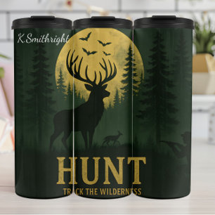 Hirsche Hunt Wilderness Moon Silhouette Thermosbecher