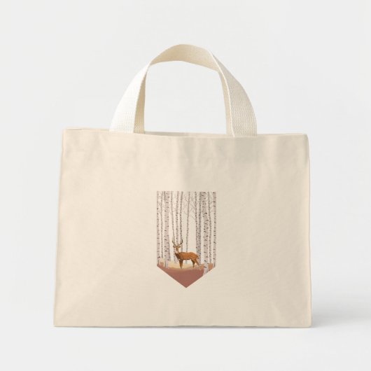Hirsche im Birkenwald Mini Stoffbeutel (Vorne)