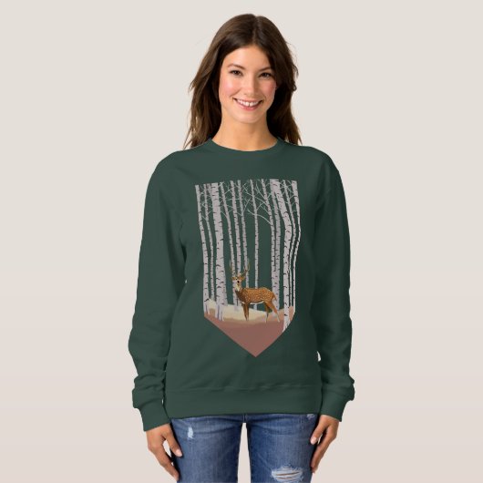 Hirsche im Birkenwald Sweatshirt (Vorne ganz)