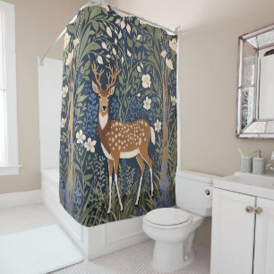 Hirsche im Bluebellwald William Morris Inspiriert Duschvorhang