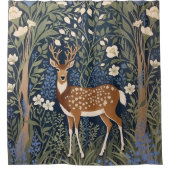 Hirsche im Bluebellwald William Morris Inspiriert Duschvorhang (Vorderseite)