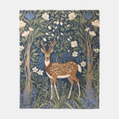 Hirsche im Bluebellwald William Morris Inspiriert Fleecedecke (Vorderseite)