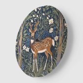 Hirsche im Bluebellwald William Morris Inspiriert Große Wanduhr (Winkel)