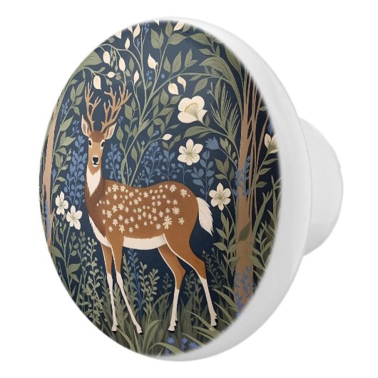 Hirsche im Bluebellwald William Morris Inspiriert Keramikknauf (Rechts)