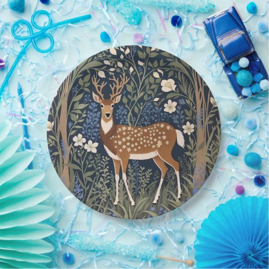 Hirsche im Bluebellwald William Morris Inspiriert Pappteller (Party)