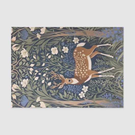 Hirsche im Bluebellwald William Morris Inspiriert Seidenpapier (Vorderseite)