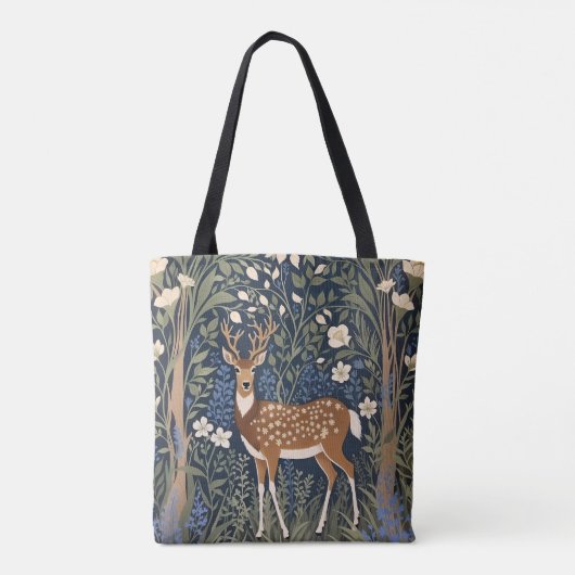Hirsche im Bluebellwald William Morris Inspiriert Tasche (Rückseite)