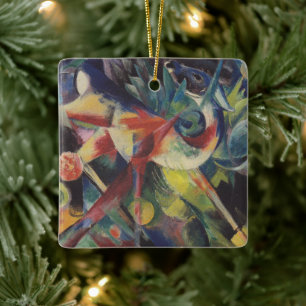 Hirsche im Blumengarten von Franz Marc, Vintage Ku Keramikornament
