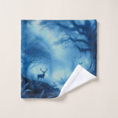 Hirsche im Dunklen Wald der blauen Haze Badhandtuch Set (Waschlappen)