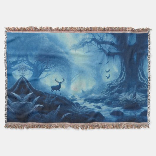 Hirsche im Dunklen Wald der blauen Haze Decke (Vorderseite)