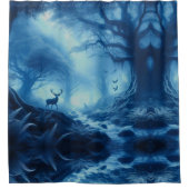 Hirsche im Dunklen Wald der blauen Haze Duschvorhang (Vorderseite)