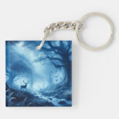 Hirsche im Dunklen Wald der blauen Haze Schlüsselanhänger (Rückseite)
