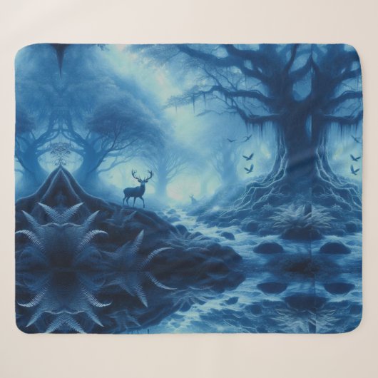 Hirsche im Dunklen Wald der blauen Haze Sherpadecke (Vorderseite (Horizontal))
