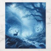 Hirsche im Dunklen Wald der blauen Haze Weinetikett (Einzelnes Label)