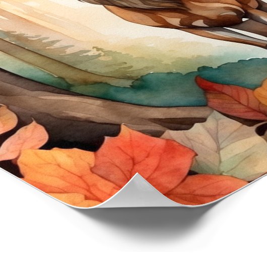 Hirsche im Fall Foliage Poster (Ecke)