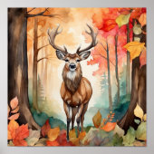 Hirsche im Fall Foliage Poster (Vorne)
