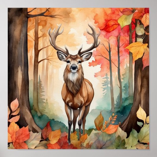 Hirsche im Fall Foliage Poster (Vorne)