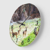 Hirsche im Frost Große Wanduhr (Winkel)