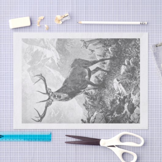 Hirsche im Gewebe der hohen Berge Seidenpapier (Handwerk)