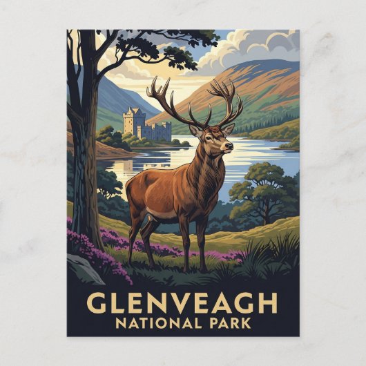 Hirsche im Glenveagh Nationalpark Irland Reisen Postkarte (Vorderseite)