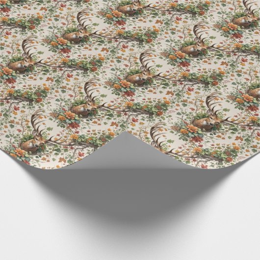 Hirsche im Herbst Blume Geschenkpapier (Ecke)