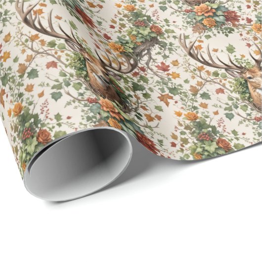 Hirsche im Herbst Blume Geschenkpapier (Rolleneckpunkt)