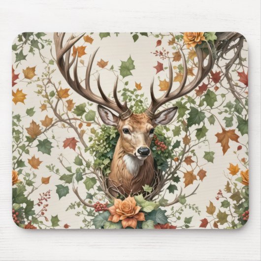 Hirsche im Herbst Blume Mousepad (Vorne)