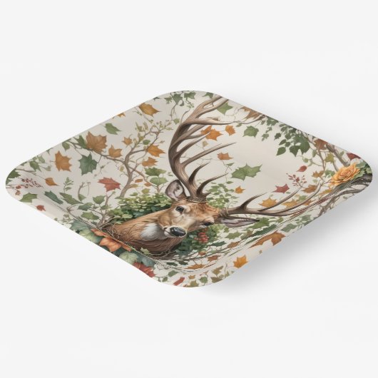 Hirsche im Herbst Blume Pappteller (Gewinkelt)