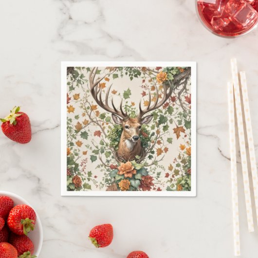 Hirsche im Herbst Blume Serviette (Beispiel)