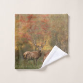 Hirsche im herbstlichen Waldteppich Badhandtuch Set (Waschlappen)