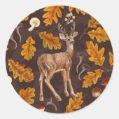 Hirsche im Herbstwald 2 Runder Aufkleber (Vorderseite)