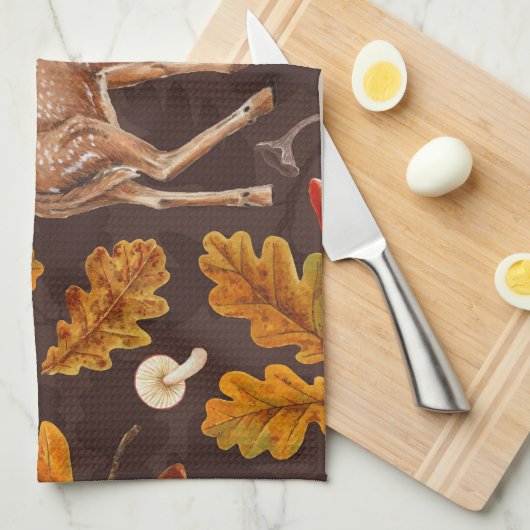 Hirsche im Herbstwald Geschirrtuch (Viertel Falte)