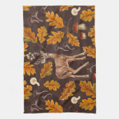 Hirsche im Herbstwald Geschirrtuch (Vertikal)